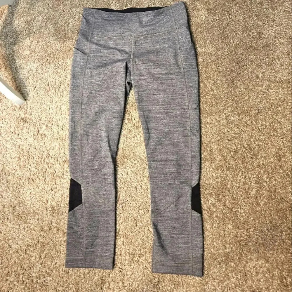 lululemon athletica Gray Heathered Leggings with Black Panels